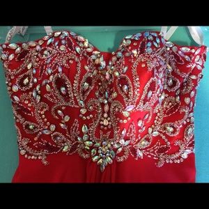 Red Chiffon Prom Gown by Clarisse